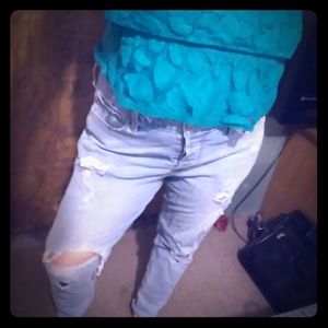 Distressed High Waisted 3 button Hollister Jeans